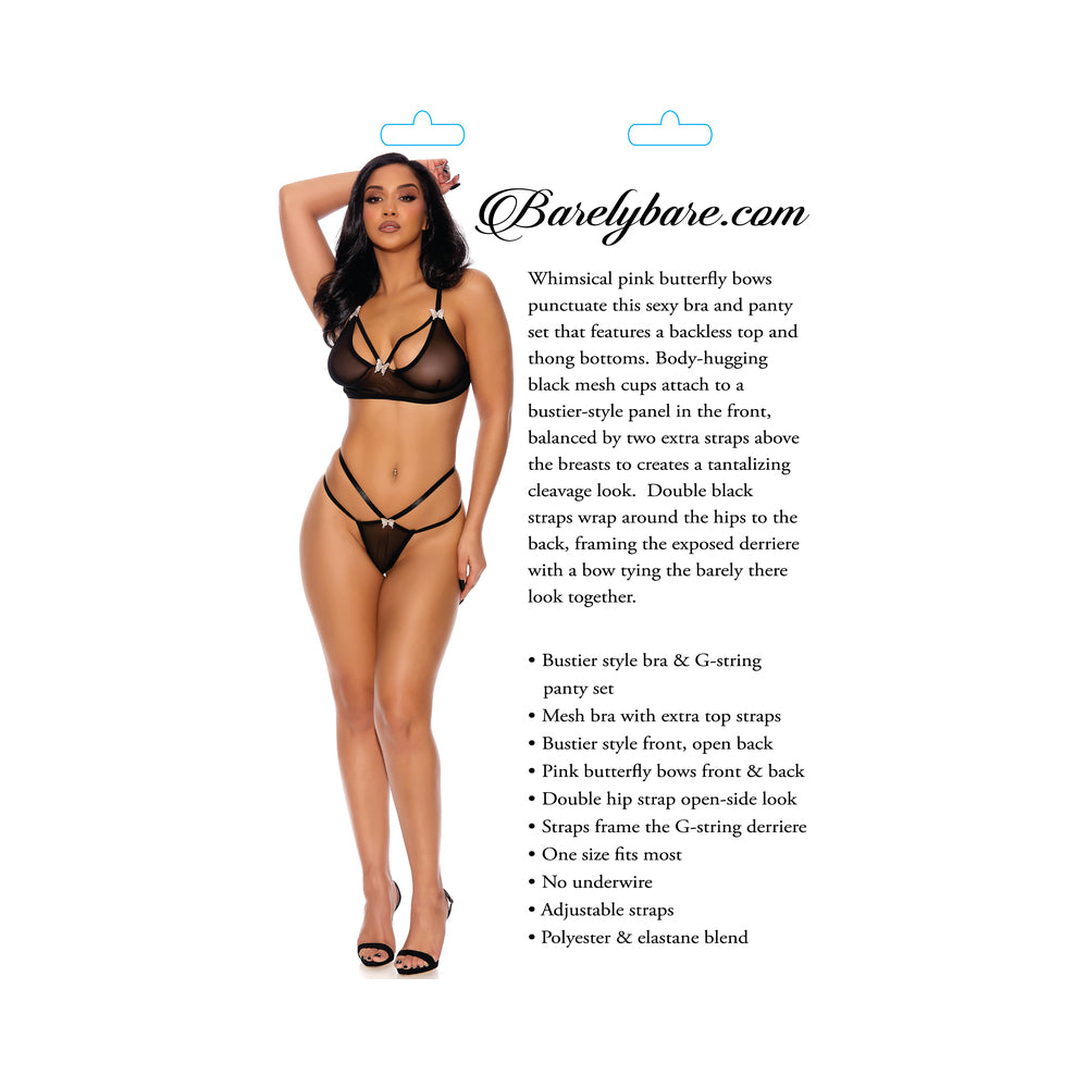 Barely B Bodice Bra & G-String Black O/S