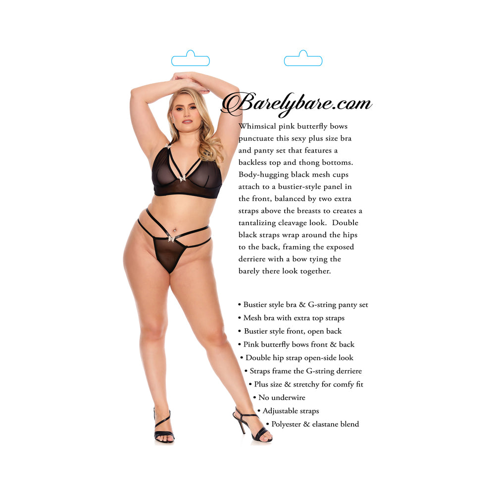 Barely B Bodice Bra/G String Black Queen Size