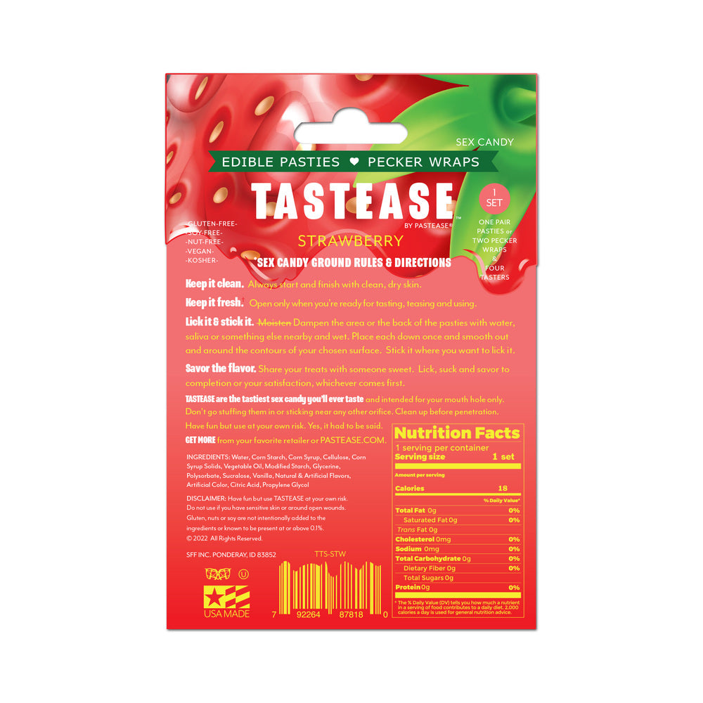Tastease By Pastease Strawberry Candy Edible Pasties & Pecker Wraps