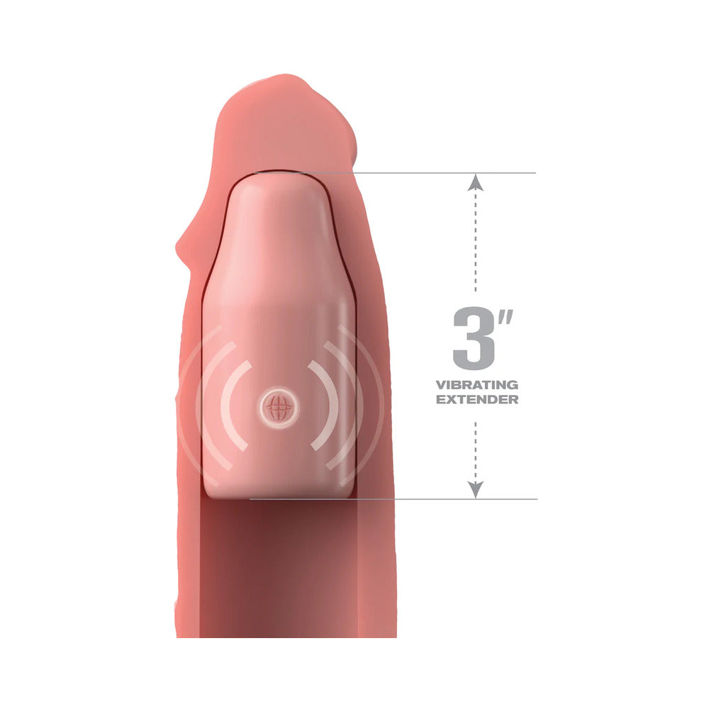 Fantasy X-Tensions Elite Sleeve Vibrating 9In With 3In Plug W/Remote Light