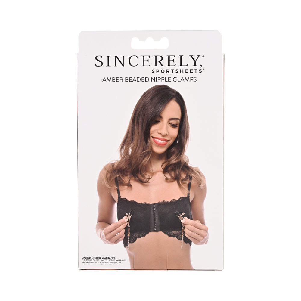 Sincerely, Sportsheets Amber Collection Adjustable Beaded Nipple Clamps Tortoiseshell