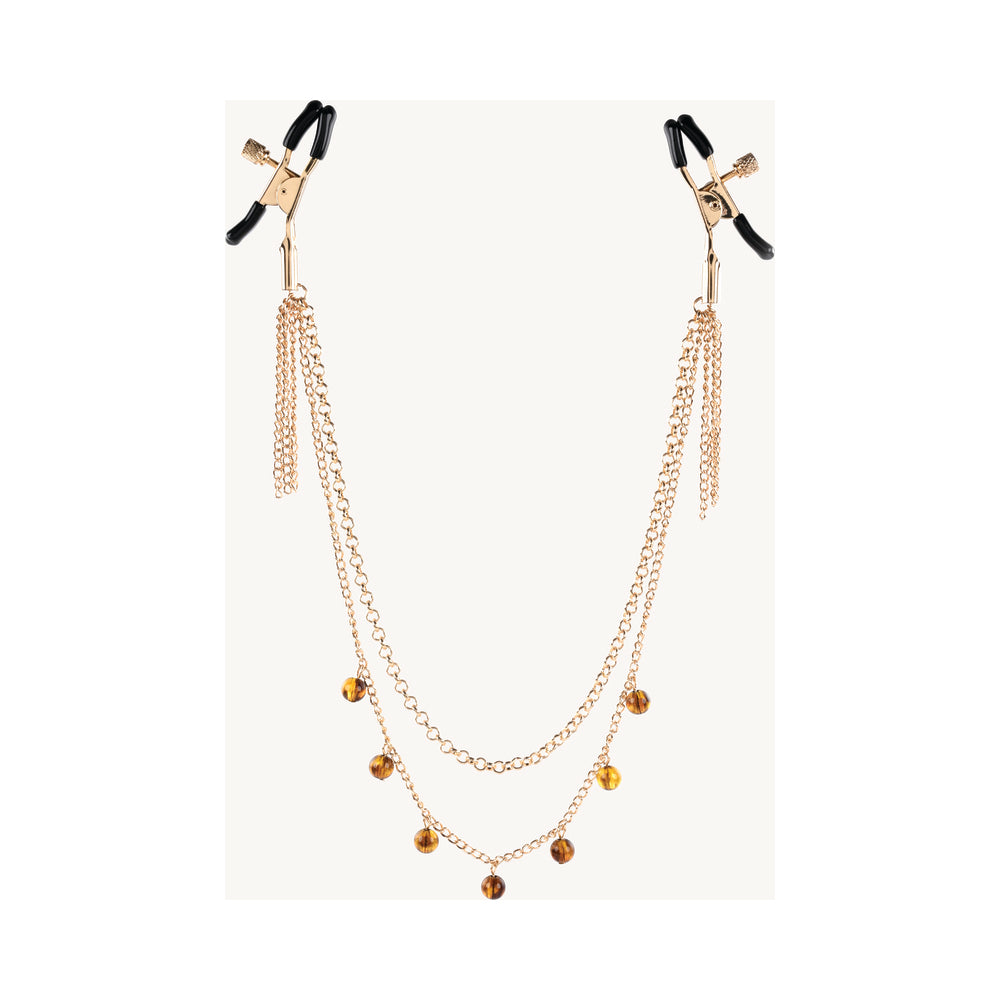 Sincerely, Sportsheets Amber Collection Adjustable Chained Nipple Clamps Tortoiseshell
