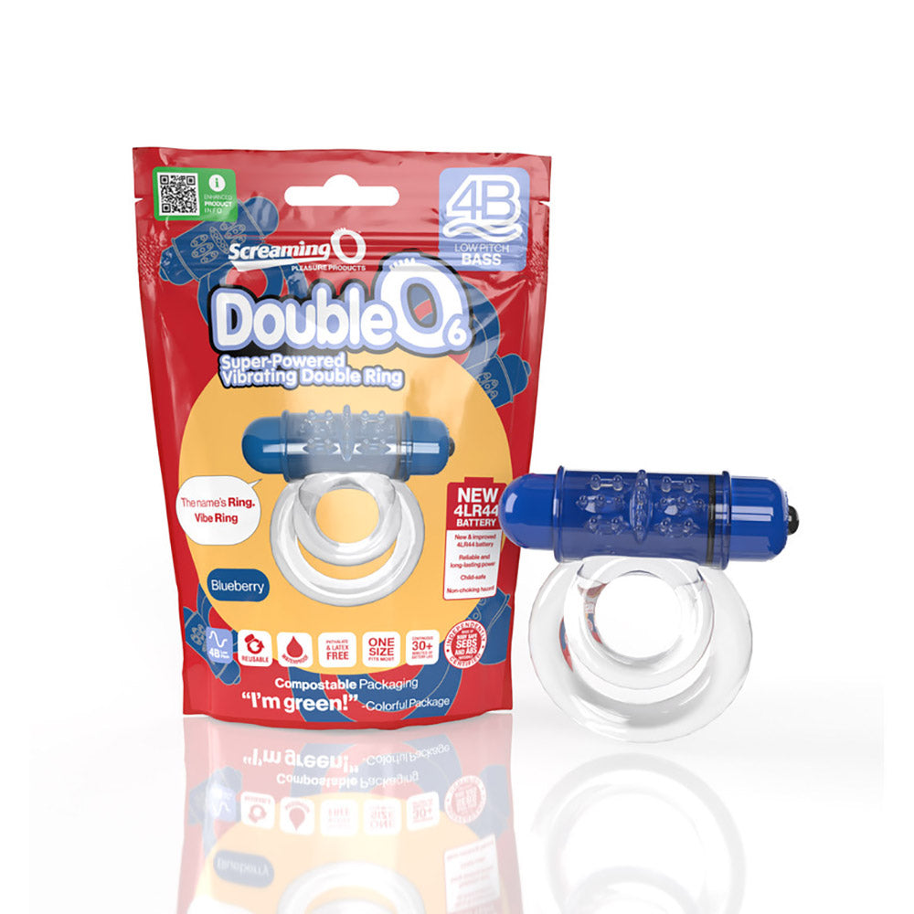 Screaming O 4B Doubleo 6 Vibrating Double Cockring Blueberry