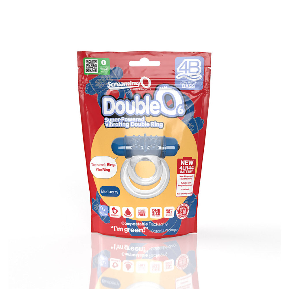 Screaming O 4B Doubleo 6 Vibrating Double Cockring Blueberry