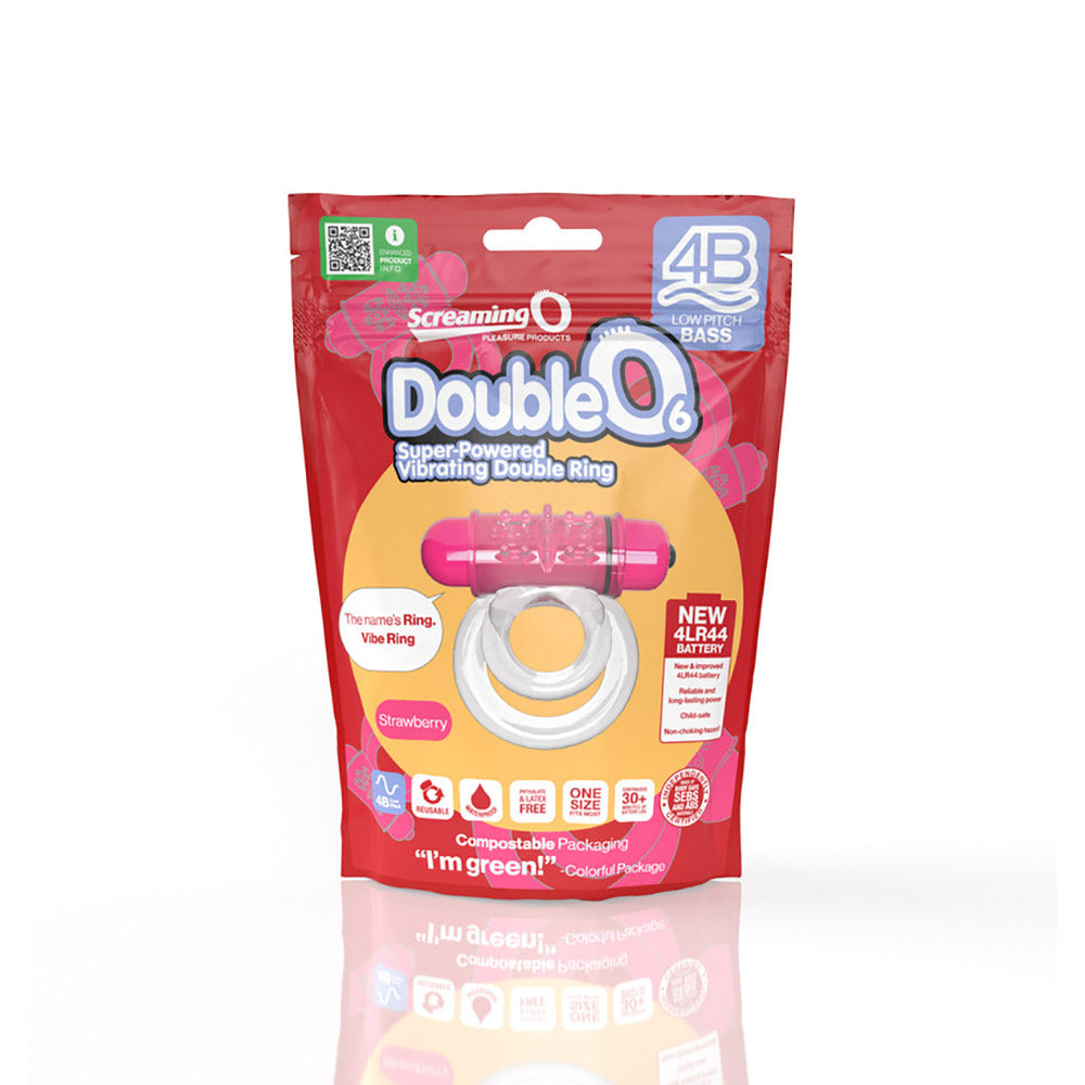 Screaming O 4B Doubleo 6 Vibrating Double Cockring Strawberry