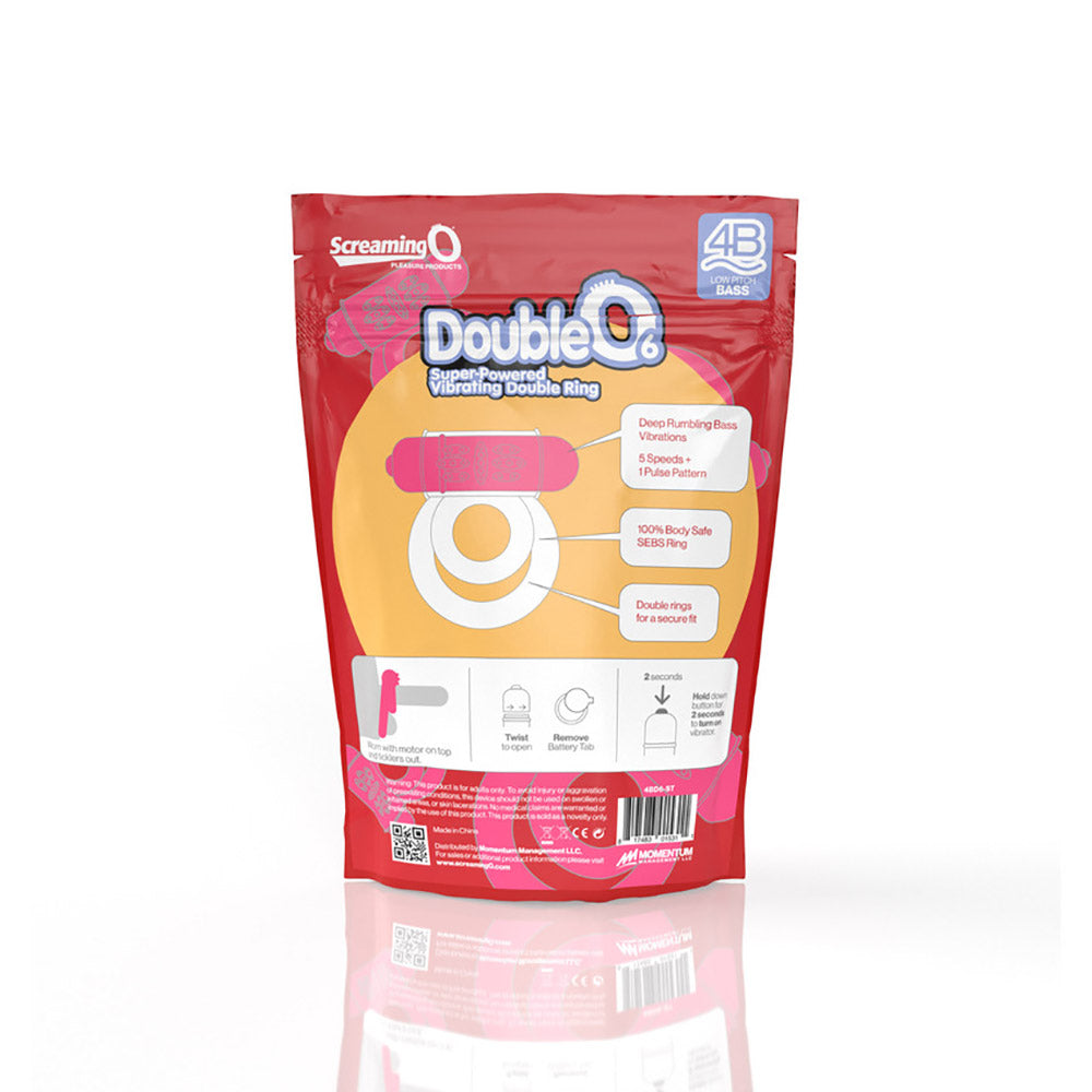 Screaming O 4B Doubleo 6 Vibrating Double Cockring Strawberry