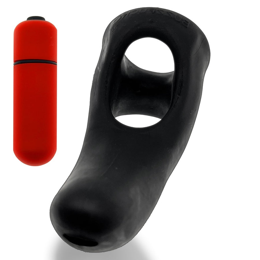 Hunkyjunk Buzzfuck Cock &amp; Ball Sling With Taint Vibrator Tar Ice