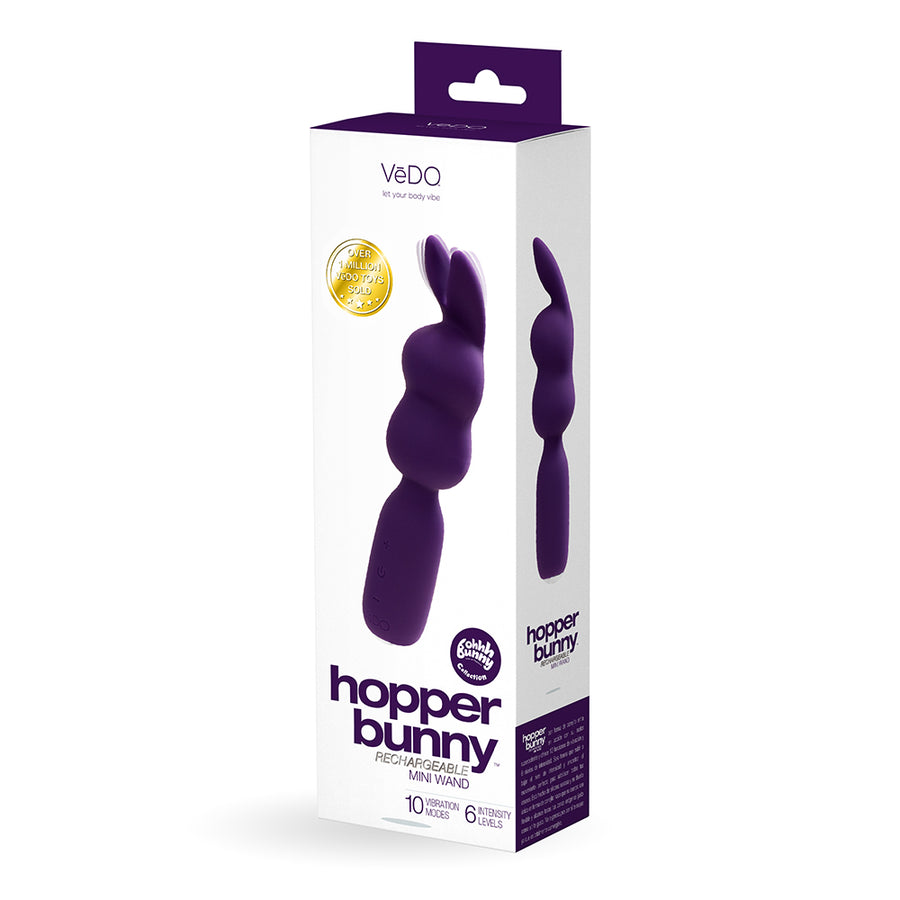 Vedo Hopper Bunny Rechargeable Silicone Mini Wand Vibrator Purple