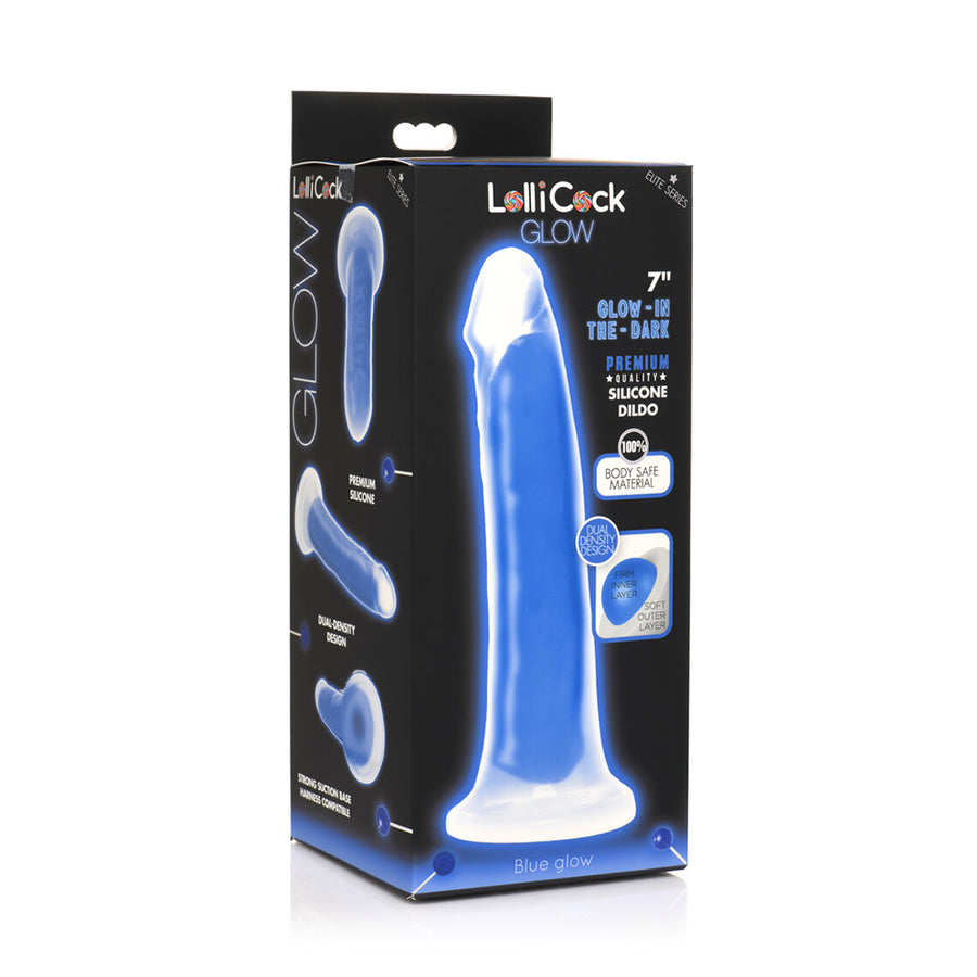 Lollicock Glow-in-the-dark 7 In. Silicone Dildo Blue