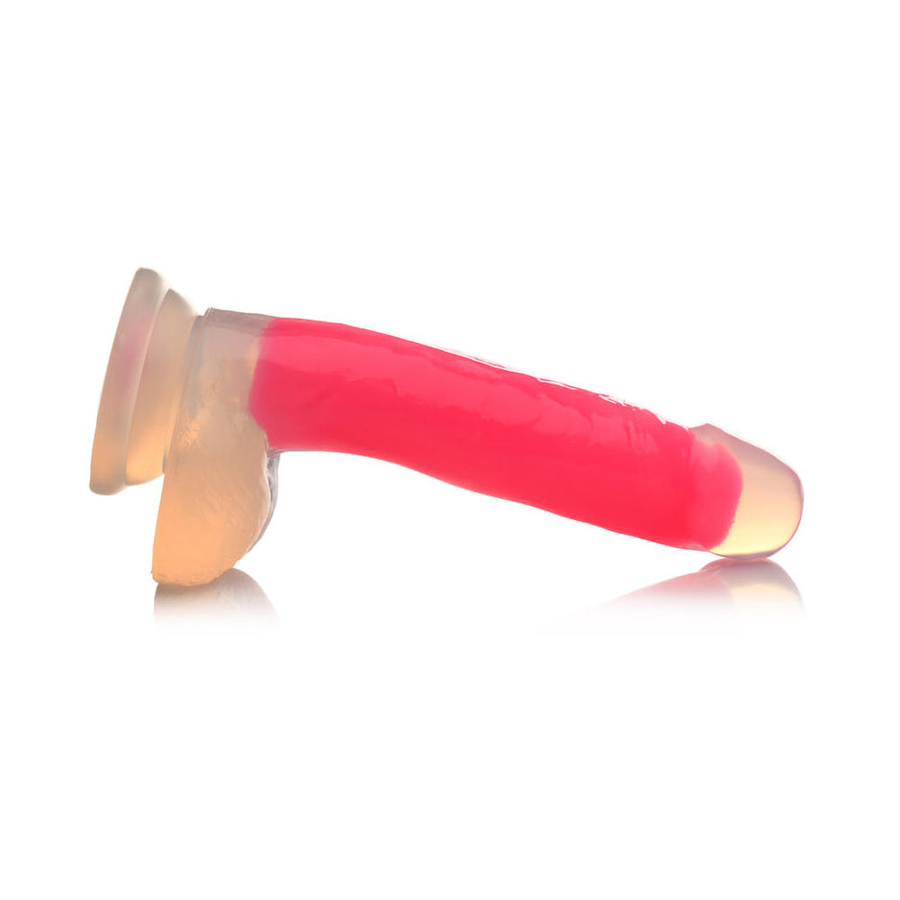 Lollicock Glow-in-the-dark 7 In. Silicone Dildo With Balls Pink