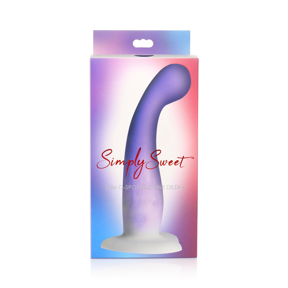 Simply Sweet Slim G-Spot 7 In. Silicone Dildo Purple/White