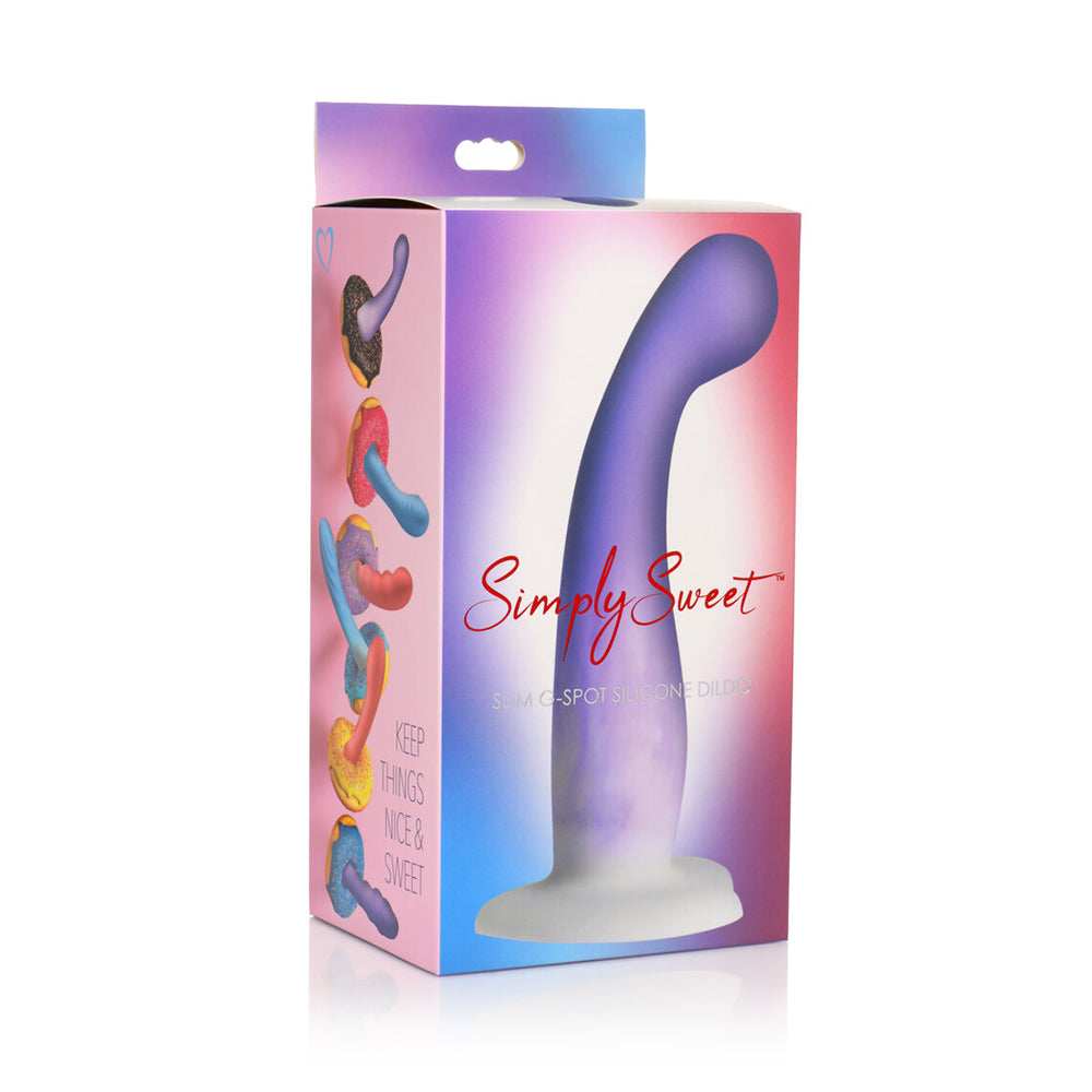 Simply Sweet Slim G-Spot 7 In. Silicone Dildo Purple/White