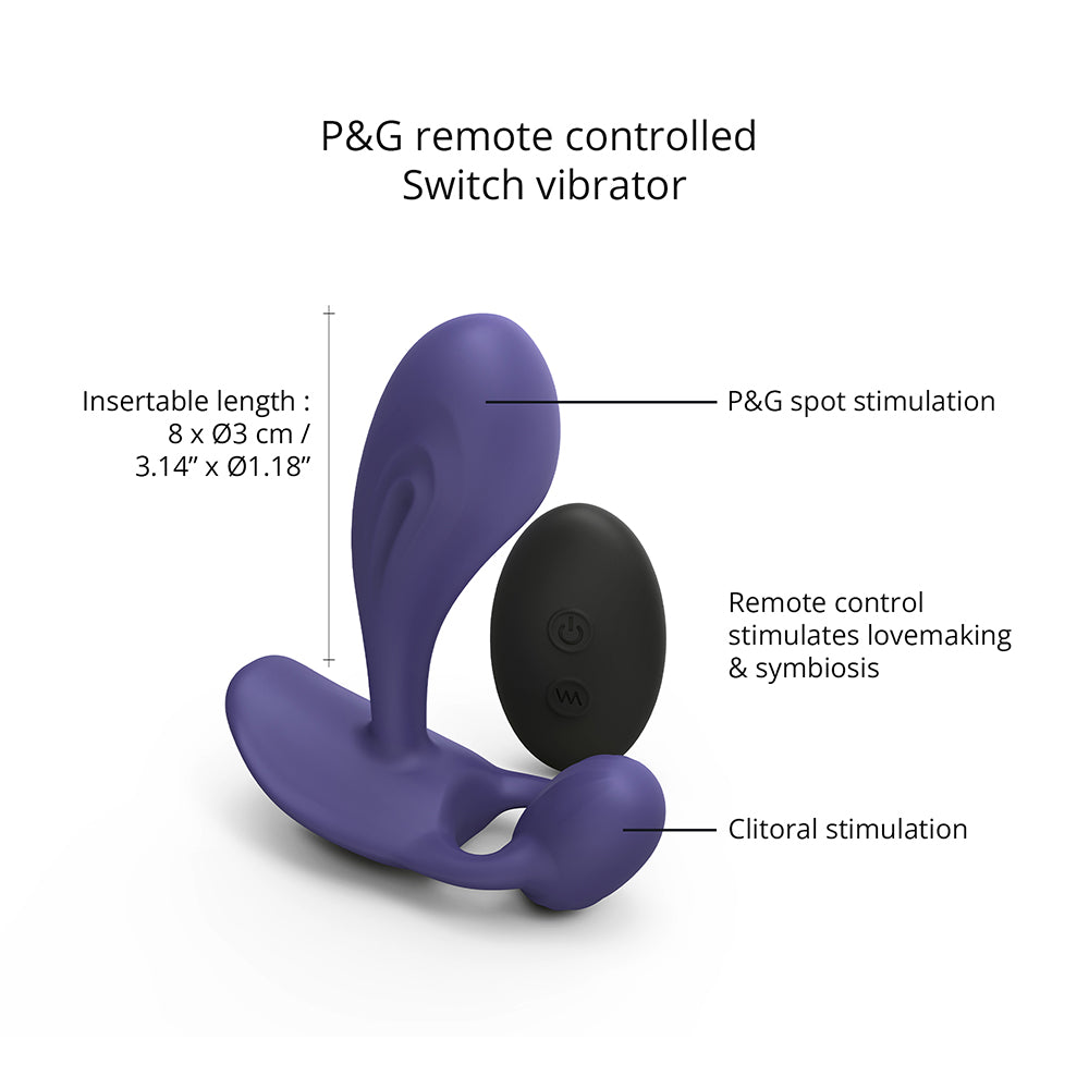 Love To Love Witty Rechargeable Remote-Controlled Silicone P & G Vibrator Midnight Indigo