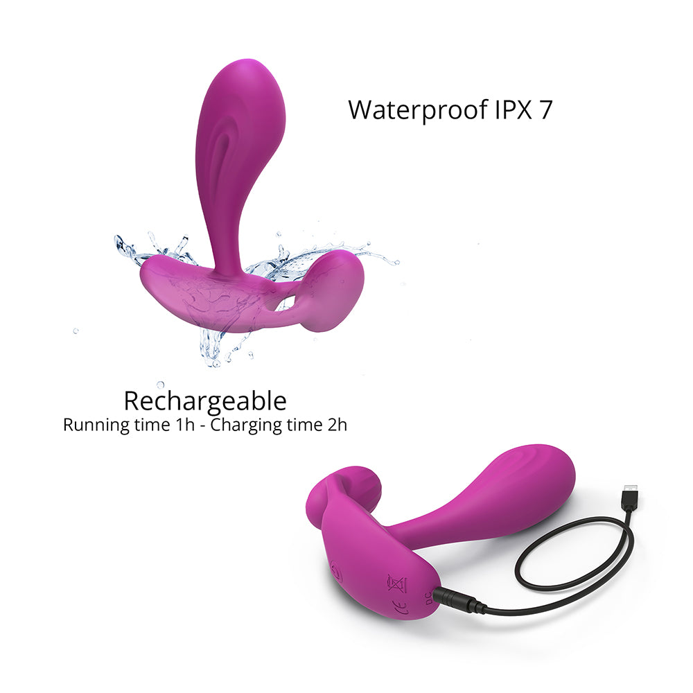 Love To Love Witty Rechargeable Remote-Controlled Silicone P & G Vibrator Sweet Orchid