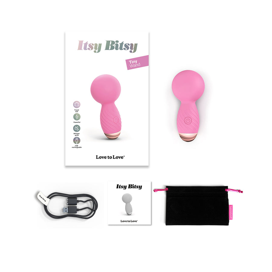 Love To Love Itsy Bitsy Rechargeable Silicone Mini Wand Vibrator Pink Passion
