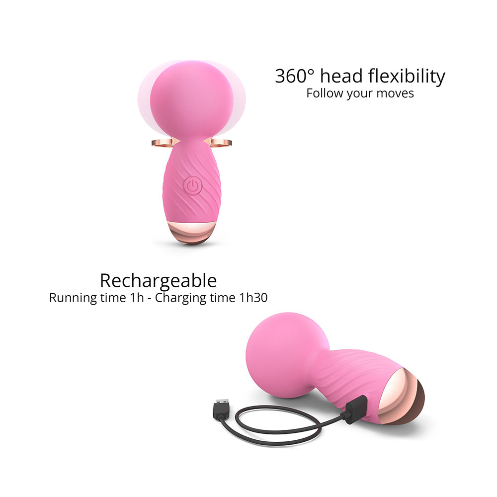 Love To Love Itsy Bitsy Rechargeable Silicone Mini Wand Vibrator Pink Passion