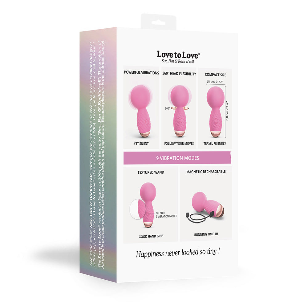 Love To Love Itsy Bitsy Rechargeable Silicone Mini Wand Vibrator Pink Passion