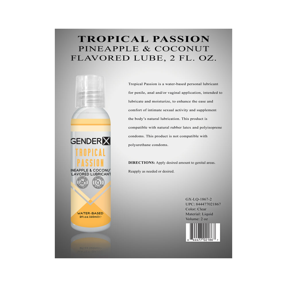 Gender X Tropical Passion Pineapple & Coconut Flavored Water-Based Lubricant 2 Oz.