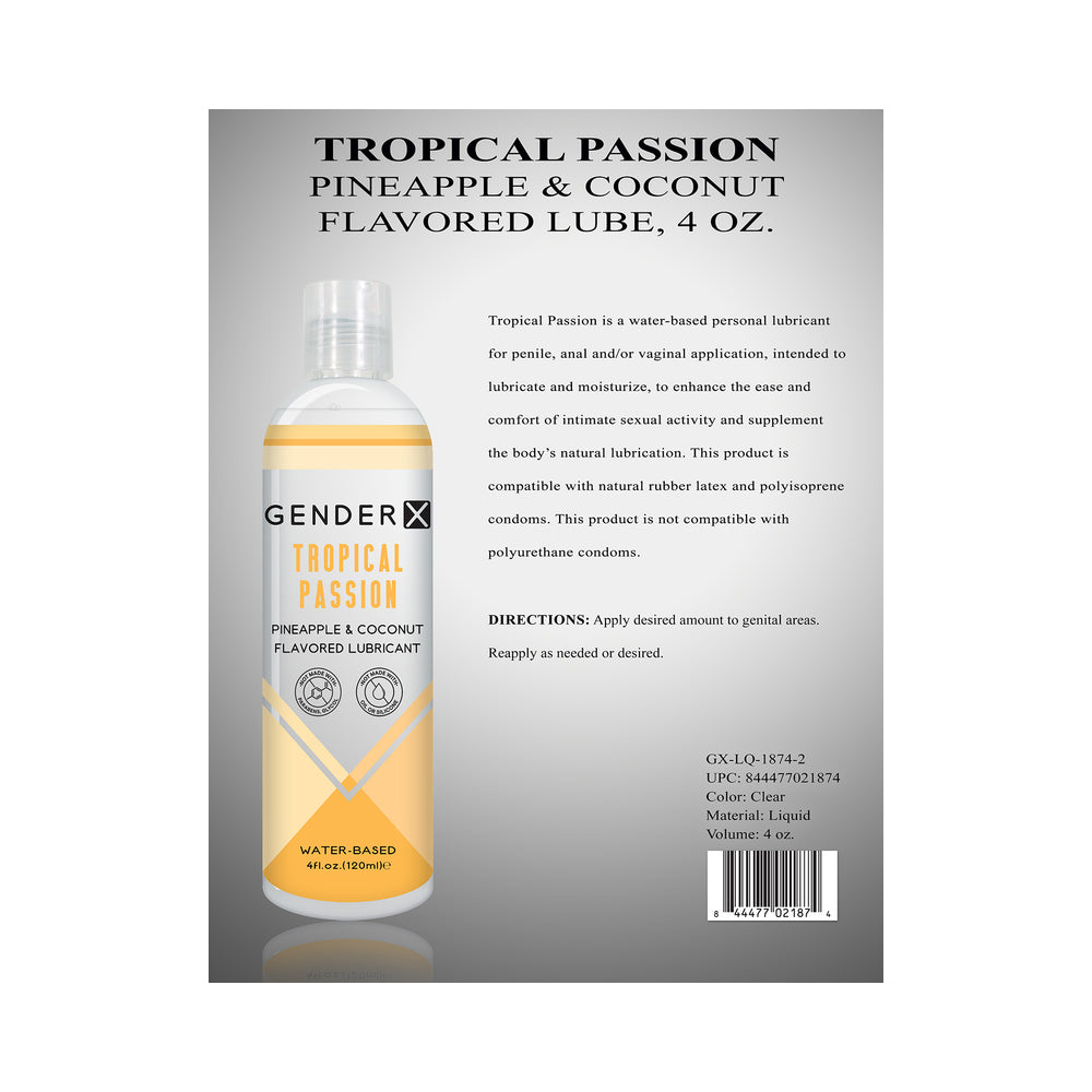 Gender X Tropical Passion Pineapple & Coconut Flavored Water-Based Lubricant 4 Oz.