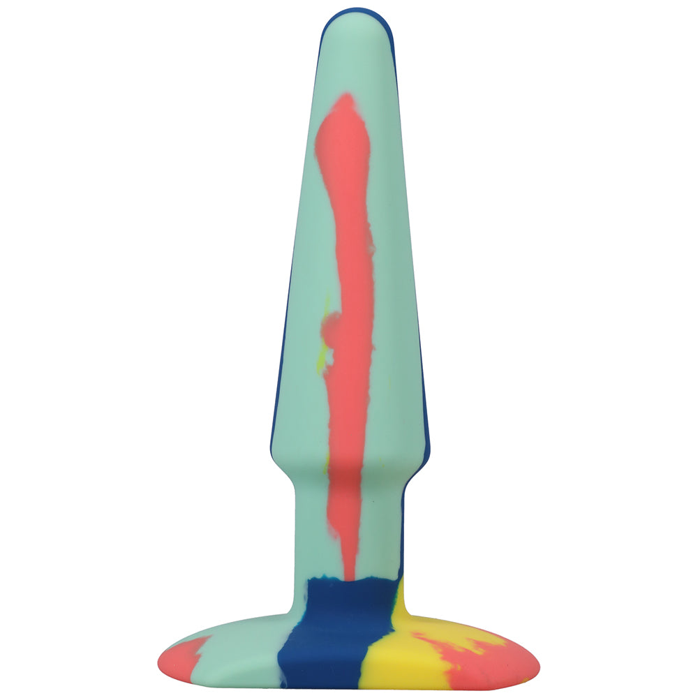 A-Play Groovy Silicone Anal Plug 5 In. Multi-Colored, Yellow