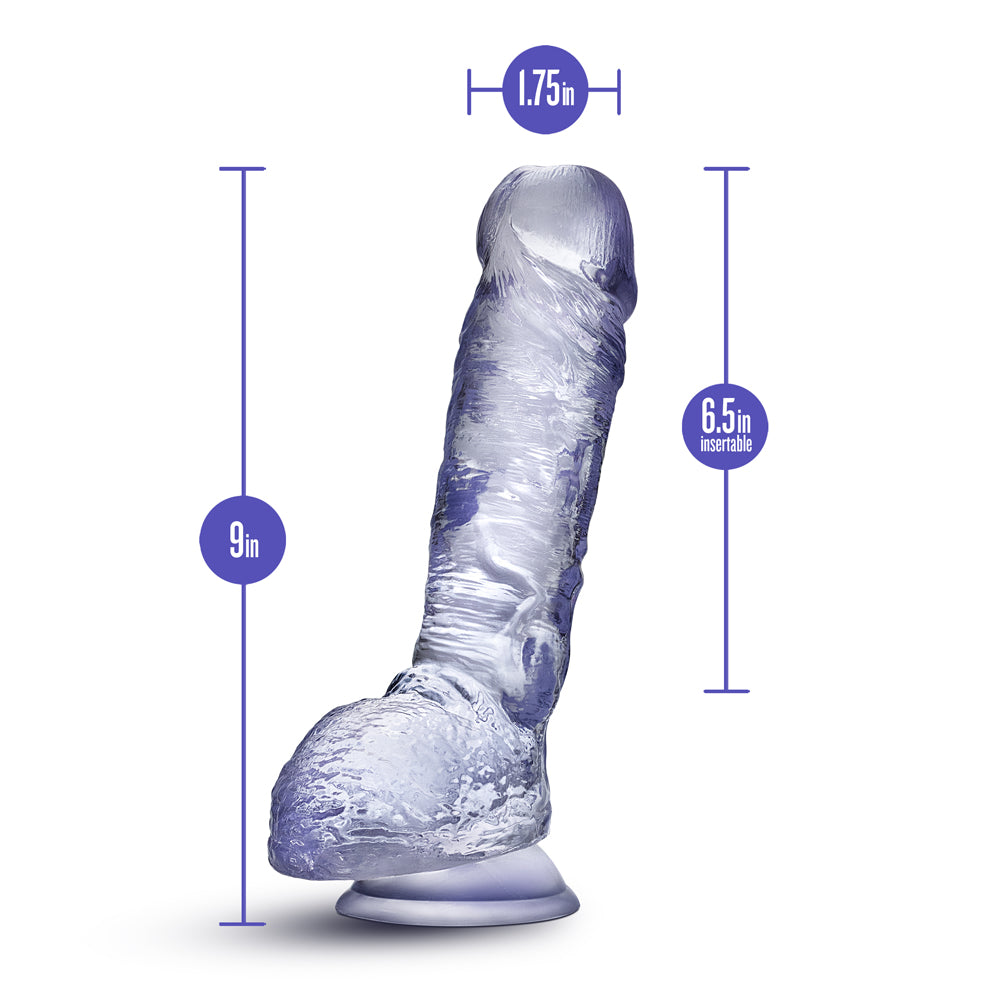 Blush B Yours Plus Hearty N Hefty 9 In. Dildo With Balls & Suction Cup Clear