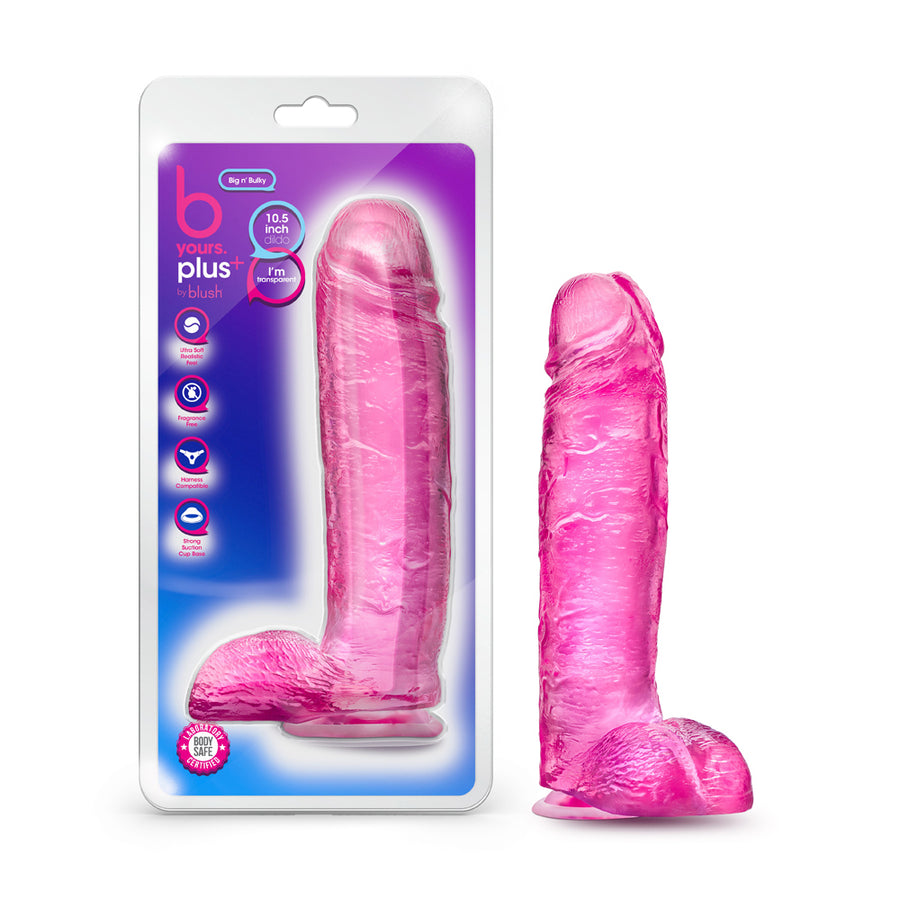 Blush B Yours Plus Big n Bulky 10.5 in. Dildo with Balls &amp; Suction Cup Pink