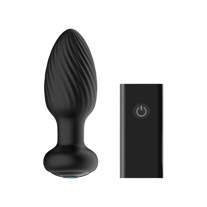 Nexus Tornado Rechargeable Remote-controlled Rotating &amp; Vibrating Textured Silicone Anal Plug Black