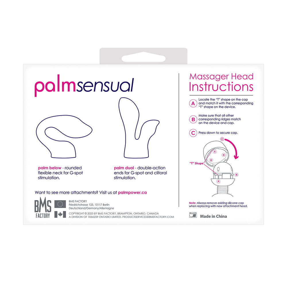 Palmpower Palmsensual Attachments 2-Piece Silicone Massager Heads Blue
