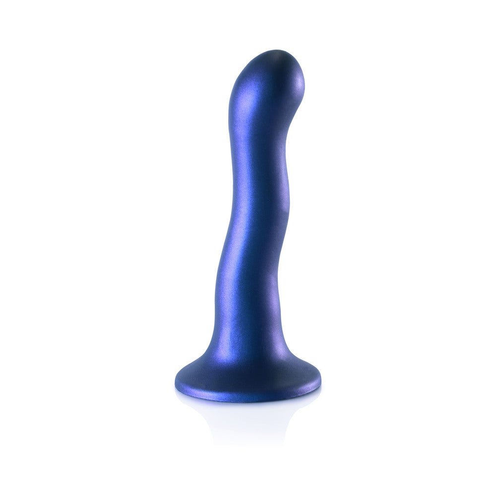 Shots Ouch! Ultra Soft Silicone 7 In. Curvy G-Spot Dildo Metallic Blue
