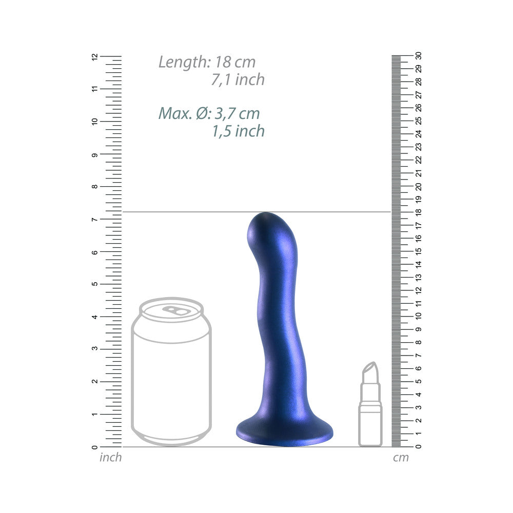 Shots Ouch! Ultra Soft Silicone 7 In. Curvy G-Spot Dildo Metallic Blue