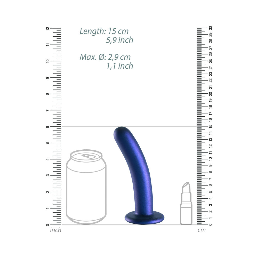 Shots Ouch! Smooth Silicone 6 In. G-Spot Dildo Metallic Blue