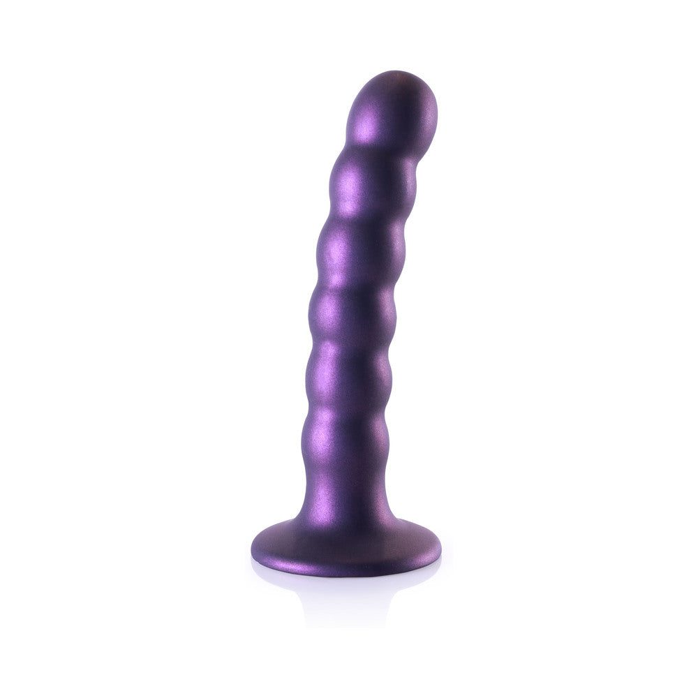 Shots Ouch! Beaded Silicone 5 In. G-Spot Dildo Metallic Purple