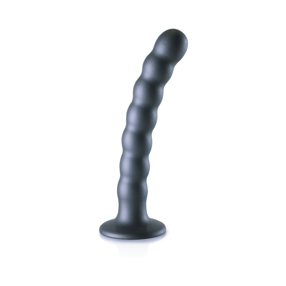Shots Ouch! Beaded Silicone 6.5 In. G-Spot Dildo Gunmetal