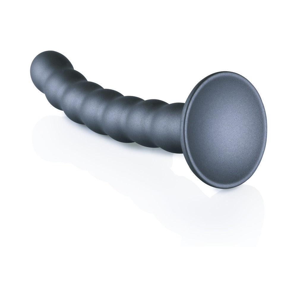 Shots Ouch! Beaded Silicone 6.5 In. G-Spot Dildo Gunmetal