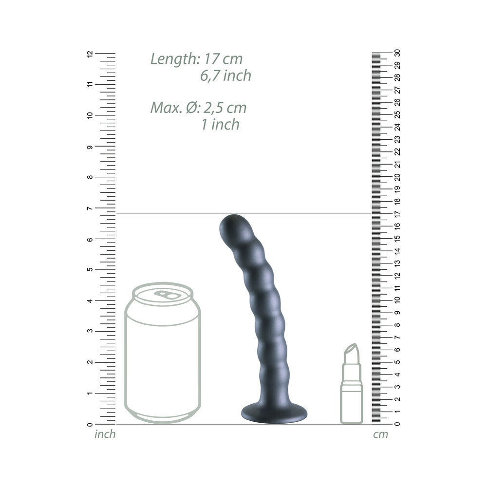 Shots Ouch! Beaded Silicone 6.5 In. G-Spot Dildo Gunmetal