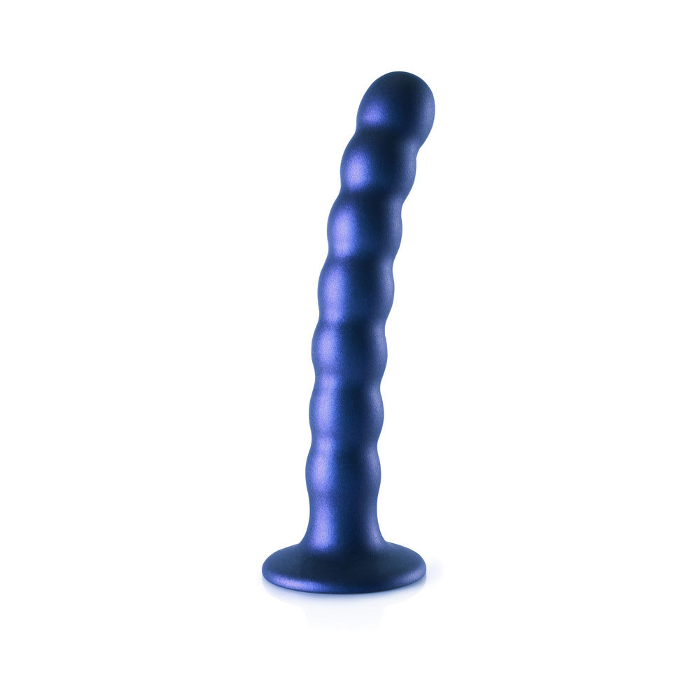 Shots Ouch! Beaded Silicone 6.5 In. G-Spot Dildo Metallic Blue