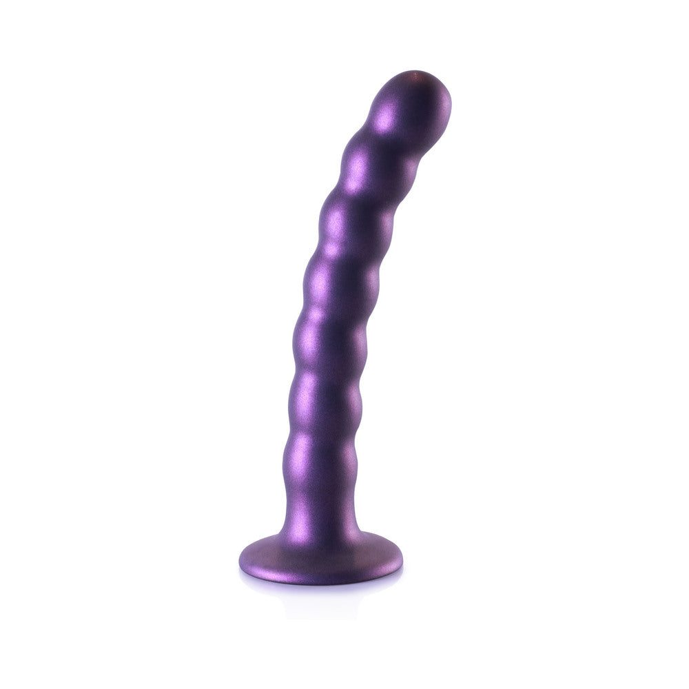 Shots Ouch! Beaded Silicone 6.5 In. G-Spot Dildo Metallic Purple