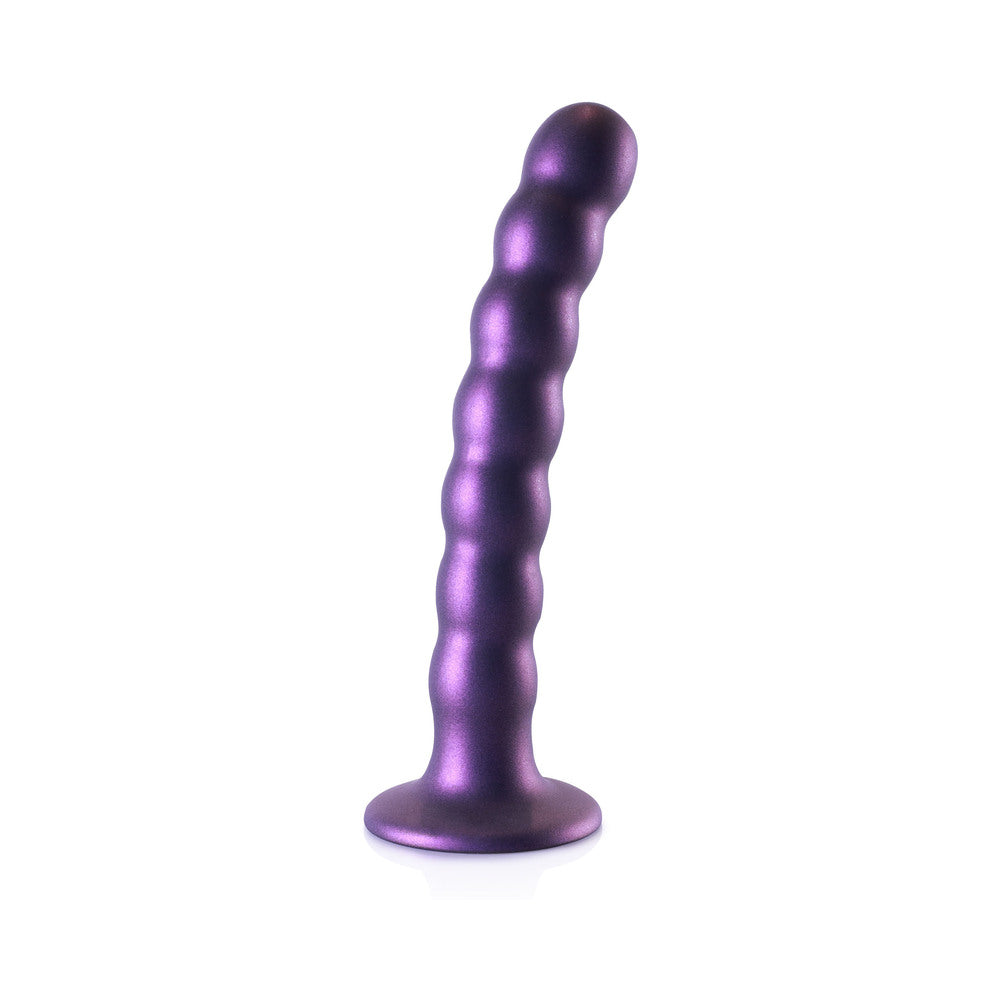 Shots Ouch! Beaded Silicone 6.5 In. G-Spot Dildo Metallic Purple