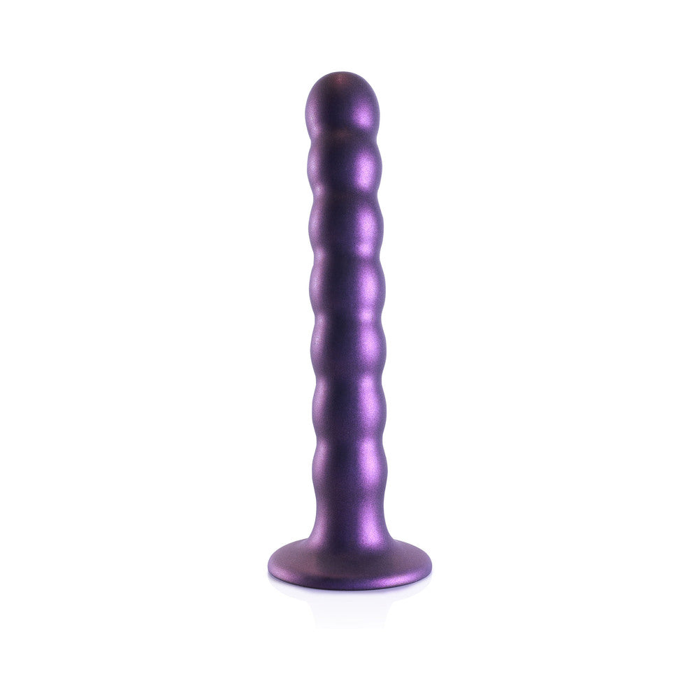 Shots Ouch! Beaded Silicone 6.5 In. G-Spot Dildo Metallic Purple