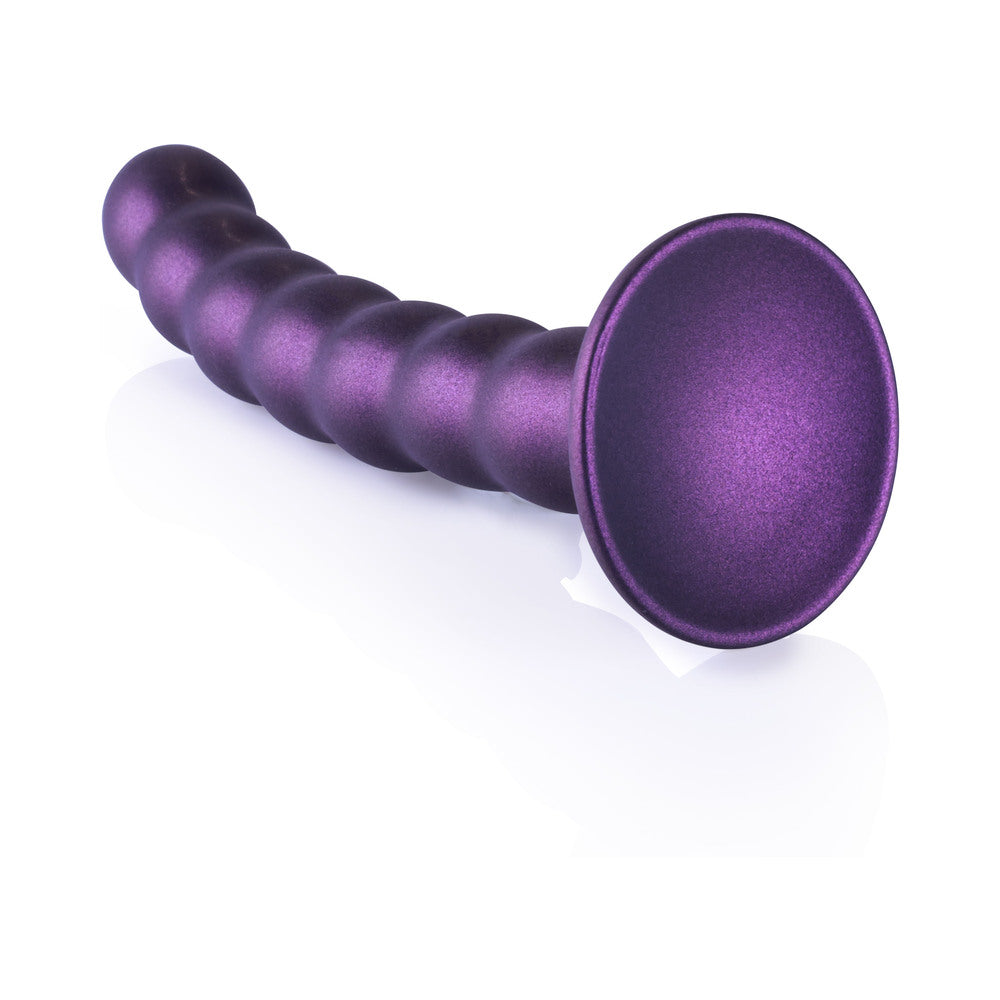 Shots Ouch! Beaded Silicone 6.5 In. G-Spot Dildo Metallic Purple