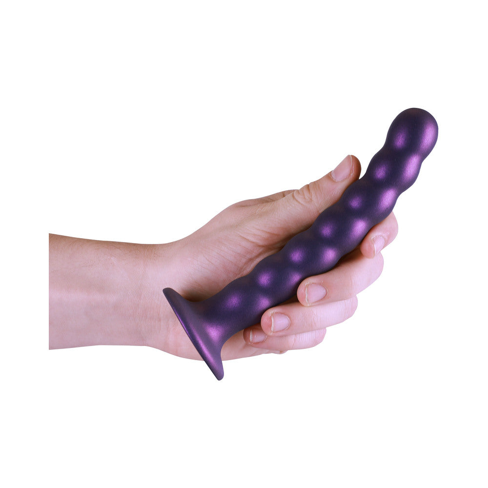 Shots Ouch! Beaded Silicone 6.5 In. G-Spot Dildo Metallic Purple