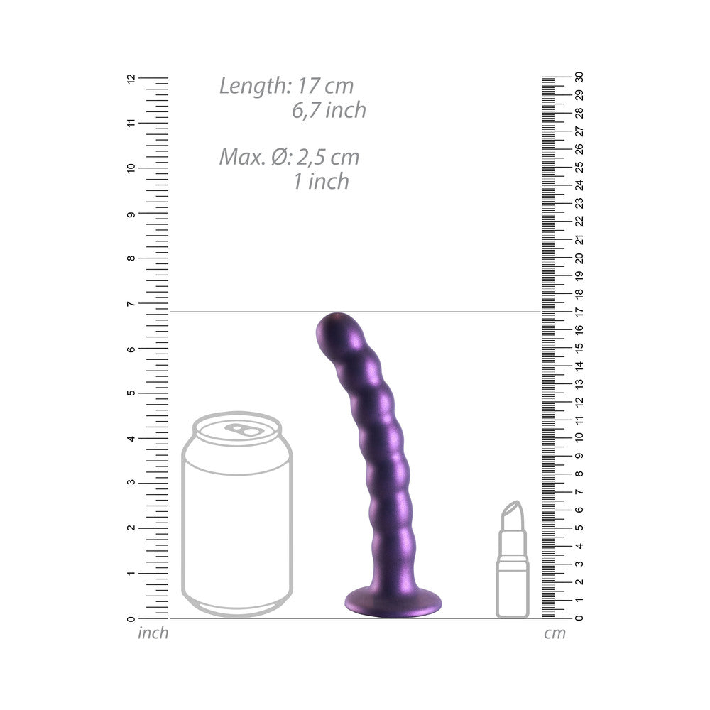 Shots Ouch! Beaded Silicone 6.5 In. G-Spot Dildo Metallic Purple