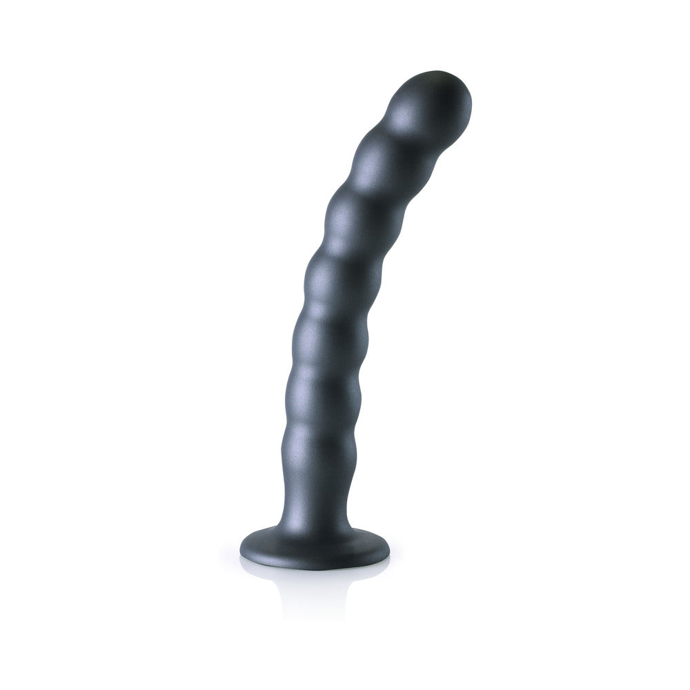 Shots Ouch! Beaded Silicone 8 In. G-Spot Dildo Gunmetal