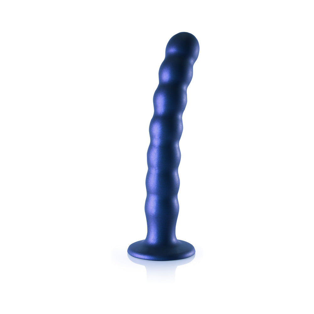 Shots Ouch! Beaded Silicone 8 In. G-Spot Dildo Metallic Blue