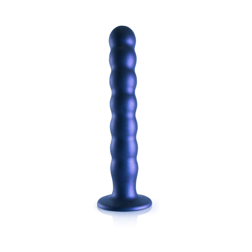 Shots Ouch! Beaded Silicone 8 In. G-Spot Dildo Metallic Blue