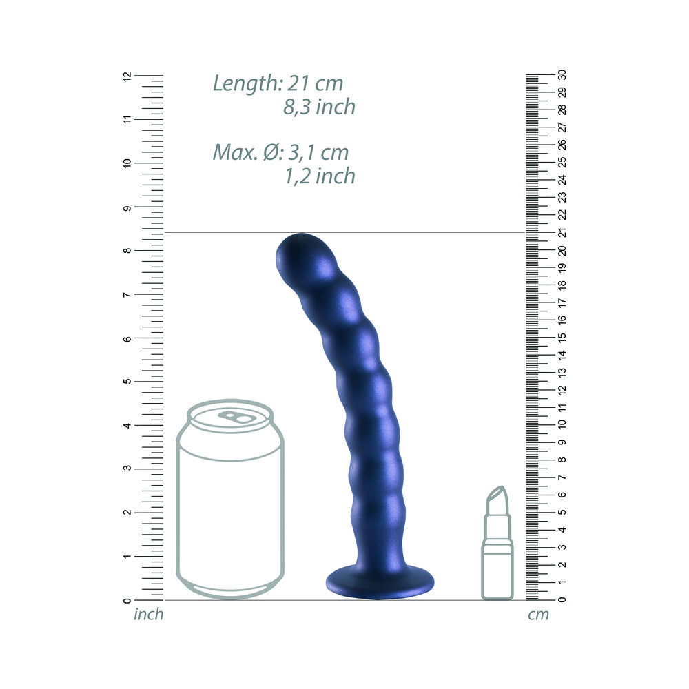 Shots Ouch! Beaded Silicone 8 In. G-Spot Dildo Metallic Blue