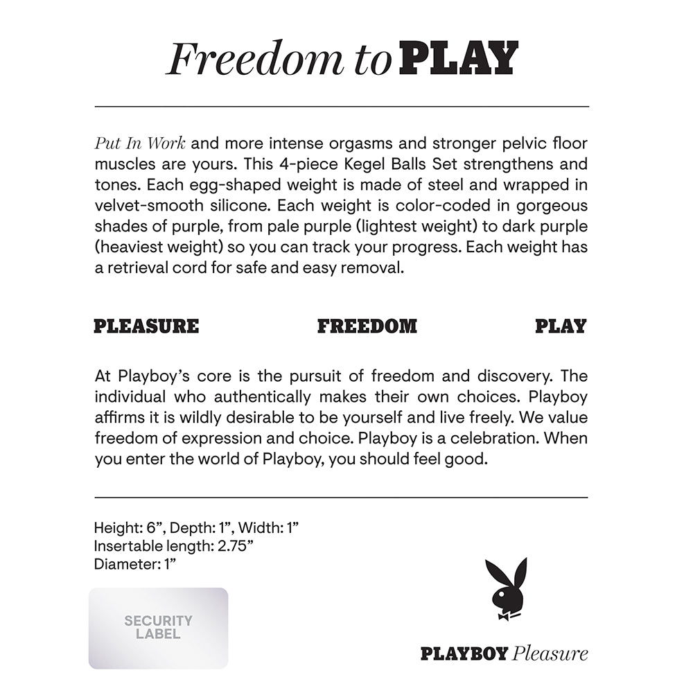 Playboy Put In Work 4-Piece Silicone Kegel Balls Set Acai Ombre