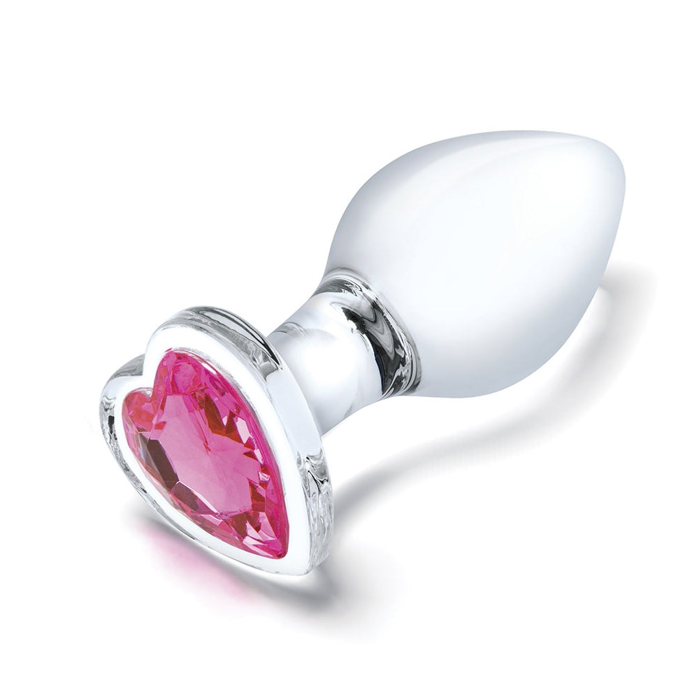 Glas Heart Jewel 3-piece Glass Anal Plug With Heart-shaped Gem Base Set
