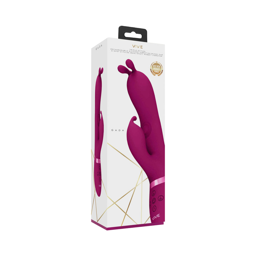 Vive Gada Rechargeable Vibrating Silicone Bunny Ear G-spot Rabbit With Pulse Wave Shaft Pink