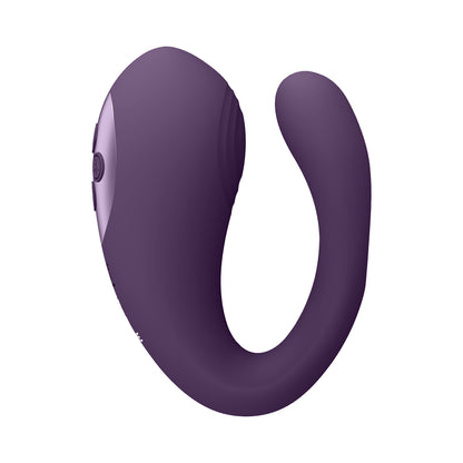 Vive Yoko Rechargeable Triple Action Silicone Vibrator Dual Prongs With Clitoral Pulse Wave Purple